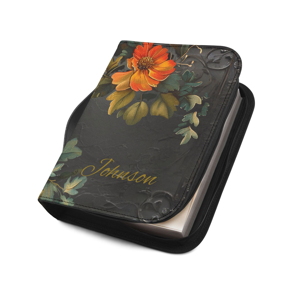 3D IMAGE Floral Bible Cover | Floral Design | Christian Gift | Vegan Leather Bible Case with Handle & Zipper | Bible Study Accessory