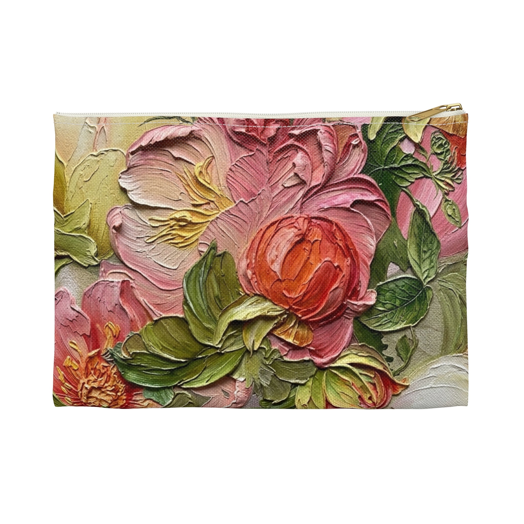 Floral Impasto Accessory Bag Floral Zipper Bag