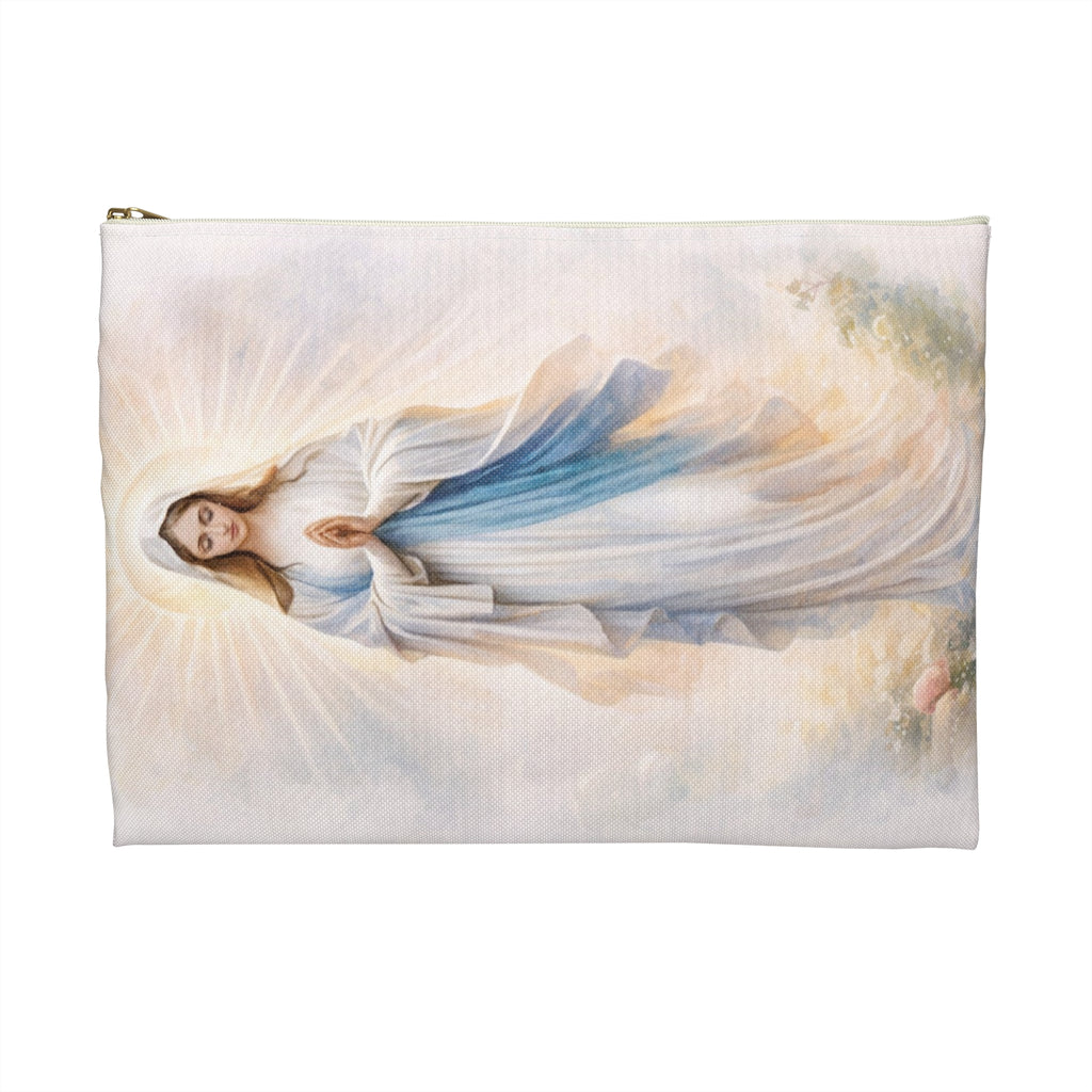 Virgin Mary Illustration Accessory Pouch | Religious Rosary Makeup Bag