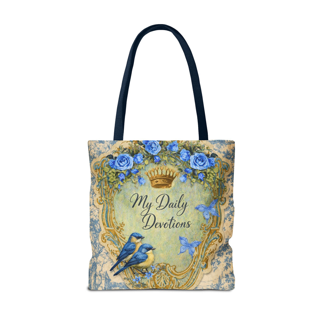 Daily Devotions Tote Bag | Bluebird Toile Bible Study Accessory | Christian Shoulder Bag