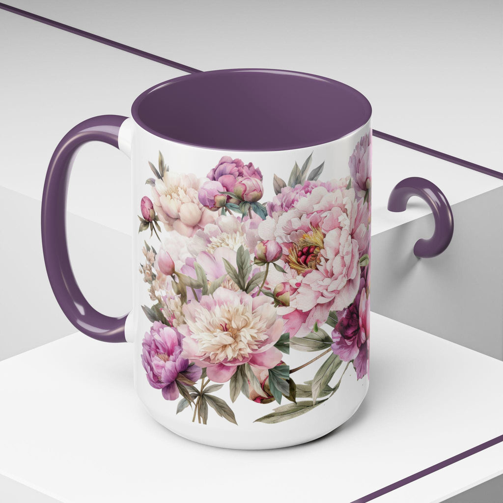 Peony Bouquet Mug | Accent Coffee Mug 11oz 15oz
