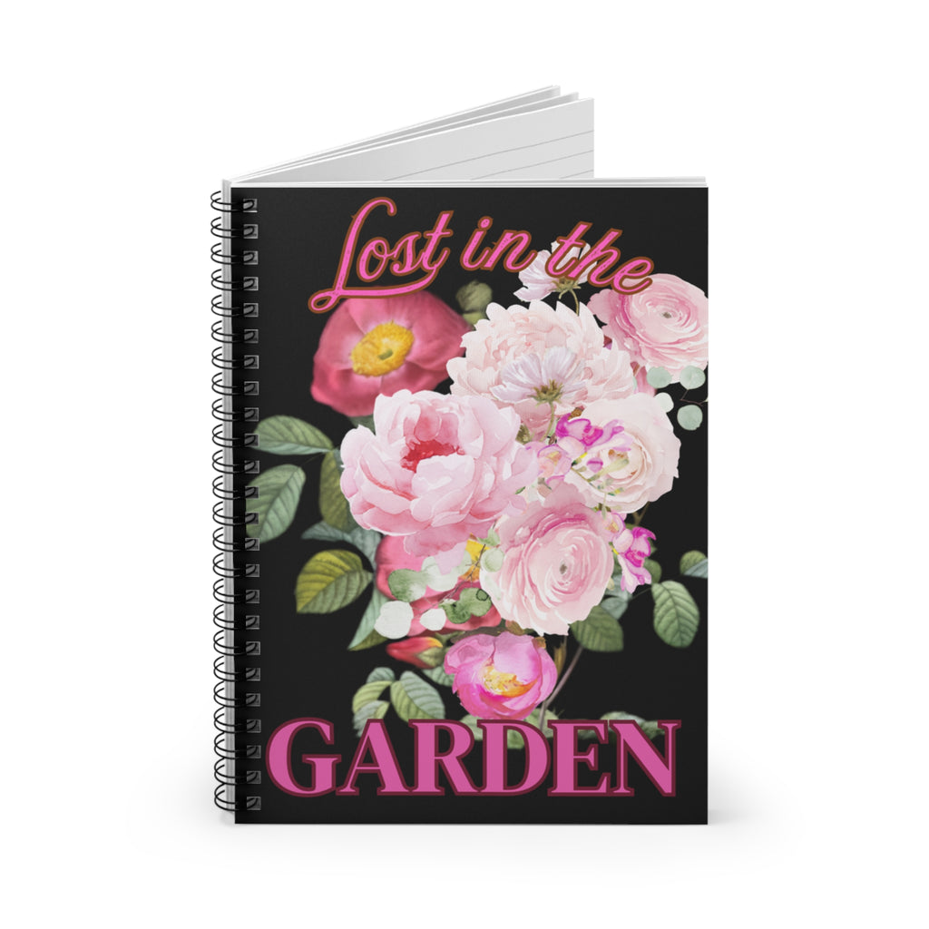 Garden Spiral Notebook | Pink Floral Ruled Journal Gift for Garden Lover | Diary Daily Devotions