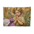 Textured Angel Accessory Pouch | Angel Wings Design, Zippered Makeup Bag