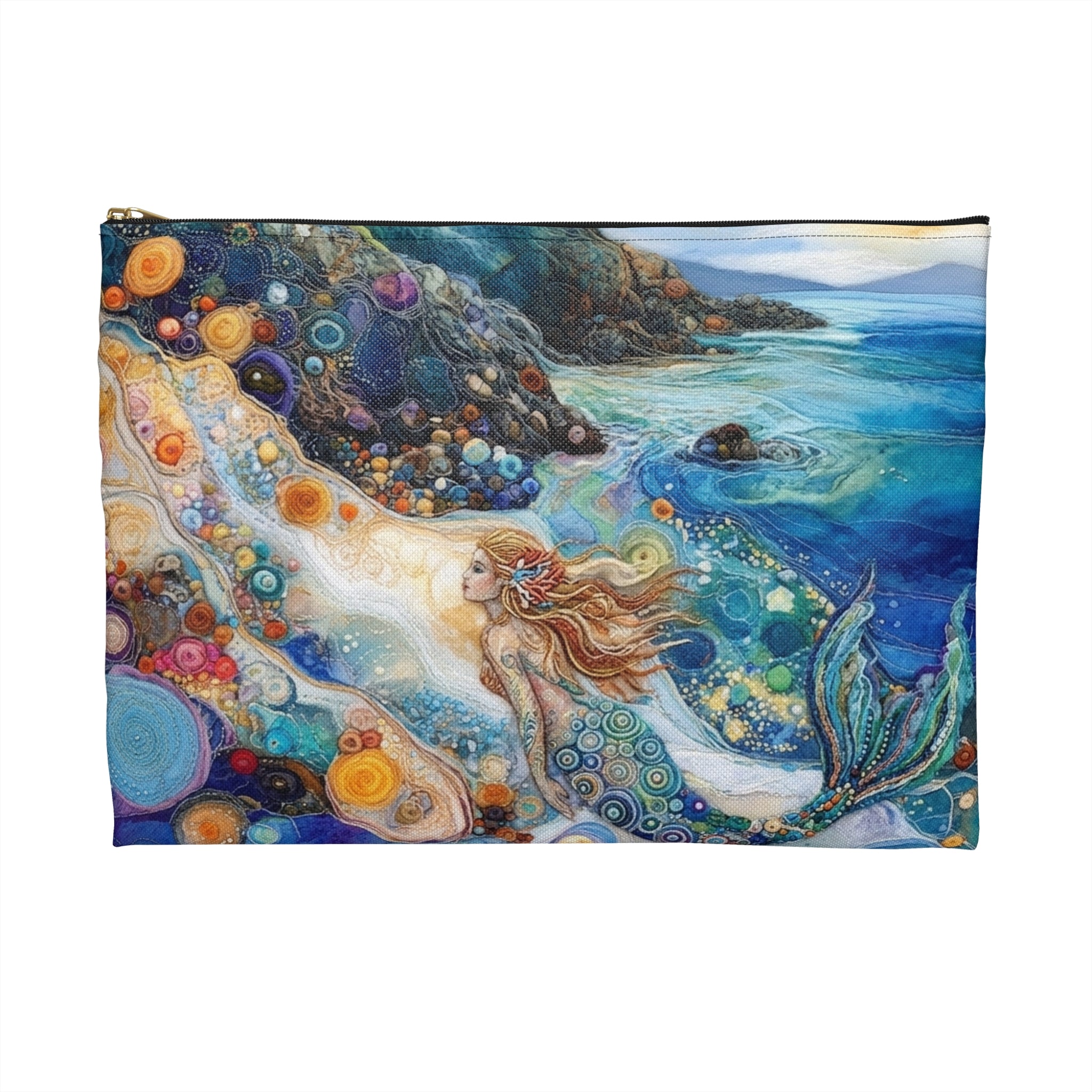 Coastal Beach Accessory Pouch | Beach Print Coin Purse | Mermaid Toiletry Bag