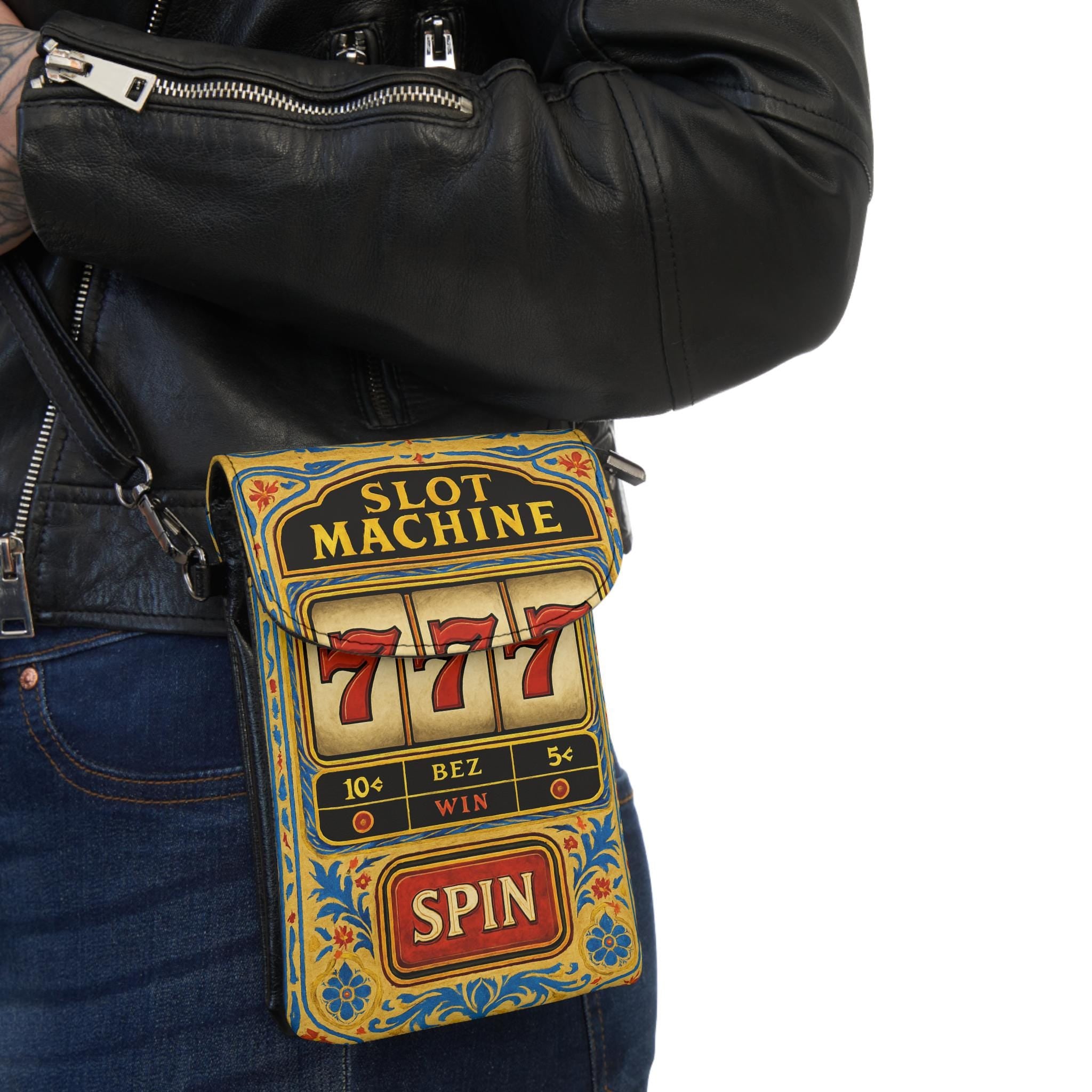 Slot Machine Phone Bag | Retro Arcade Microfiber Sling Wallet (7.5" × 4.9" × 1")