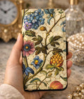 Vintage Floral Faux Leather Phone Wallet Case Elegant Bookish Flip Case with Card Slots