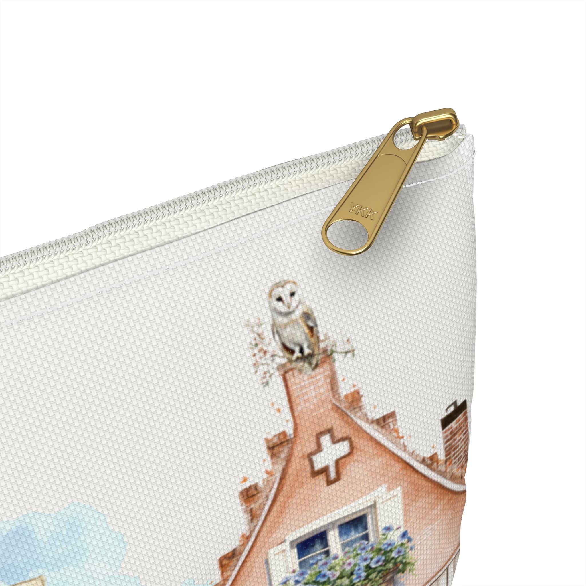 Village Row Houses Accessory Pouch | Illustrated Cottage Row Zip Pouch