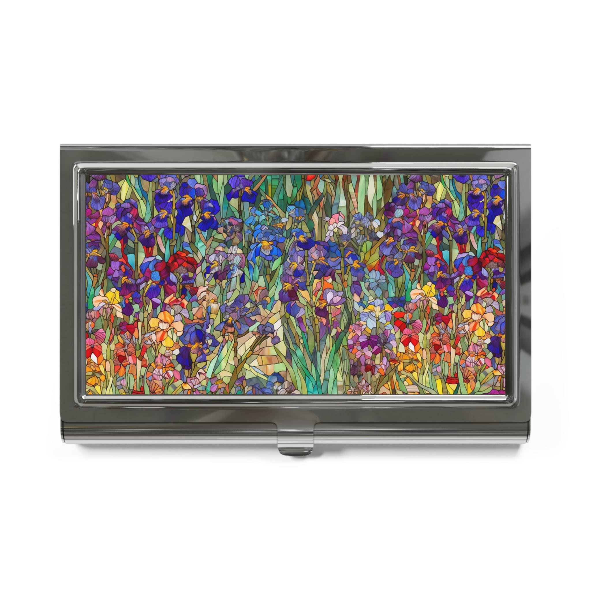 Floral Mosaic Business Card Holder | Boutique Office Gift | Elegant Card Case
