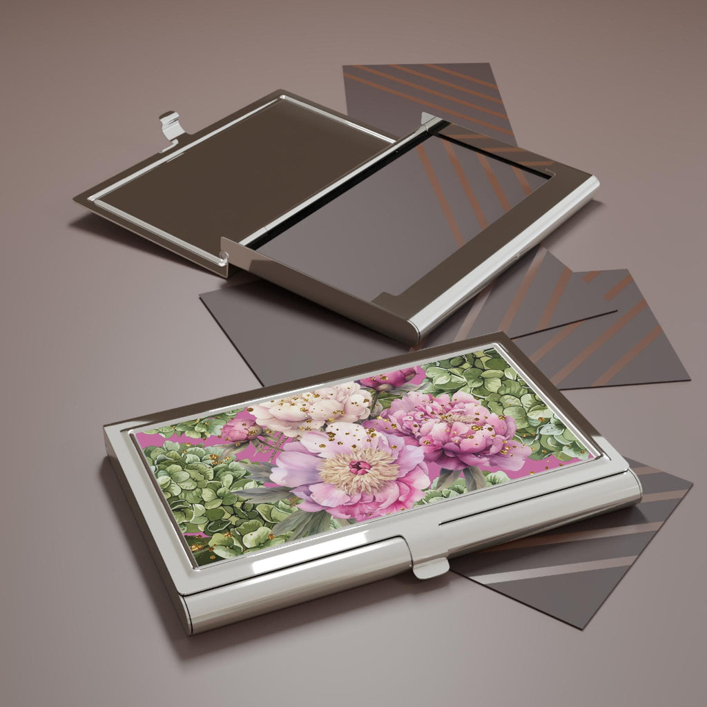 Hydrangea Peony Floral Business Card Holder | Victorian Calling Card Case