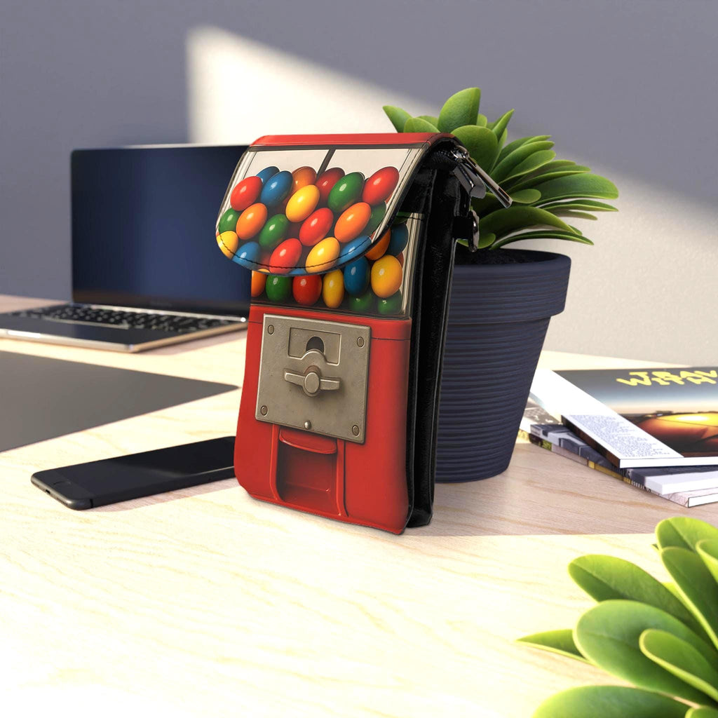 Retro Gumball Machine Crossbody Bag - Red Vegan Leather Novelty Purse for Kitsch Fashion