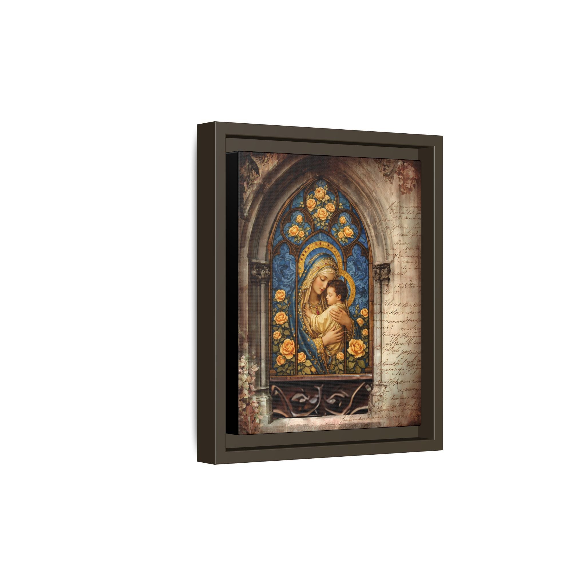 Madonna and Child Stained Glass Print Matte Canvas, Framed
