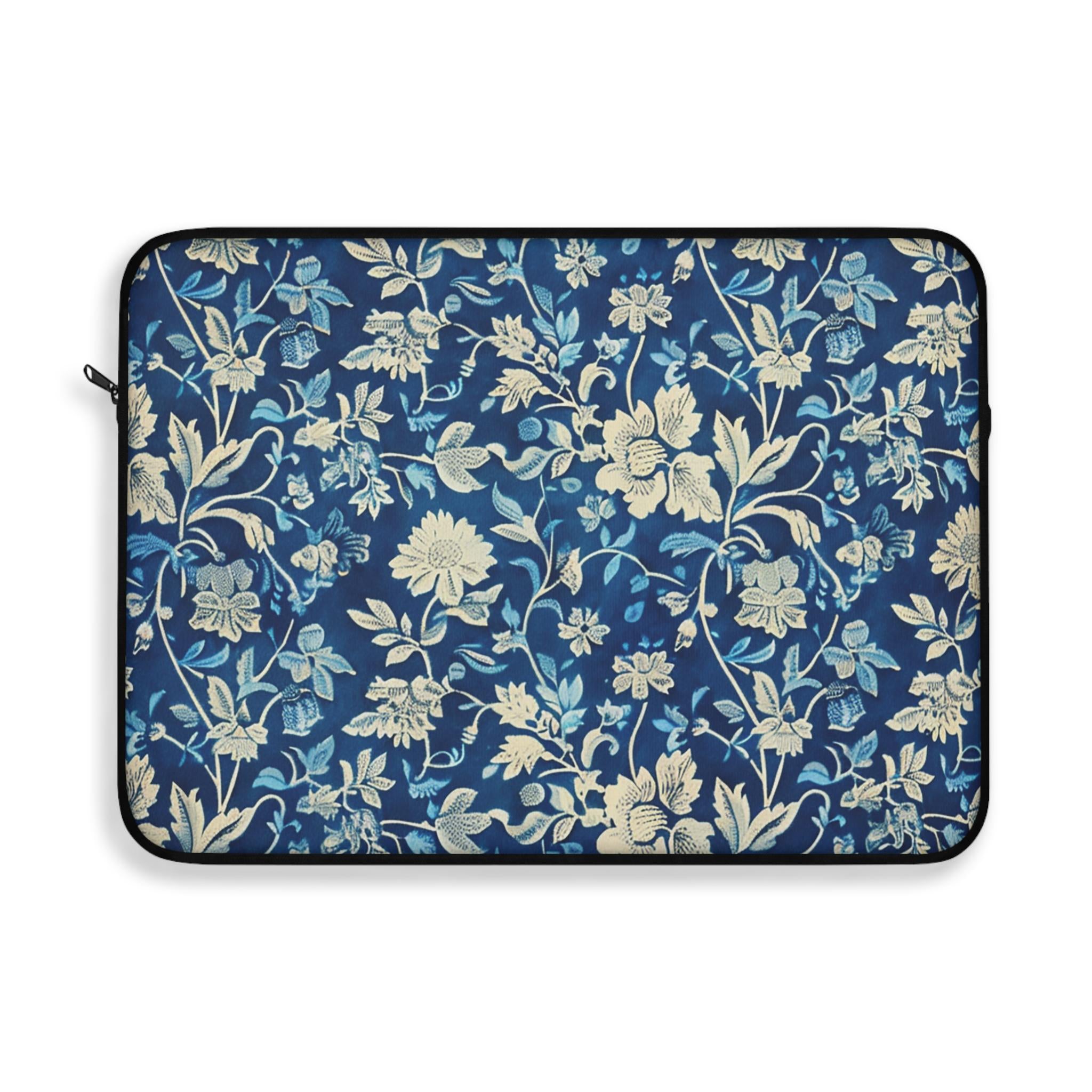 Vintage William Morris Floral Laptop Sleeve | Red Cream Botanical Zip Sleeve Fleece Interior