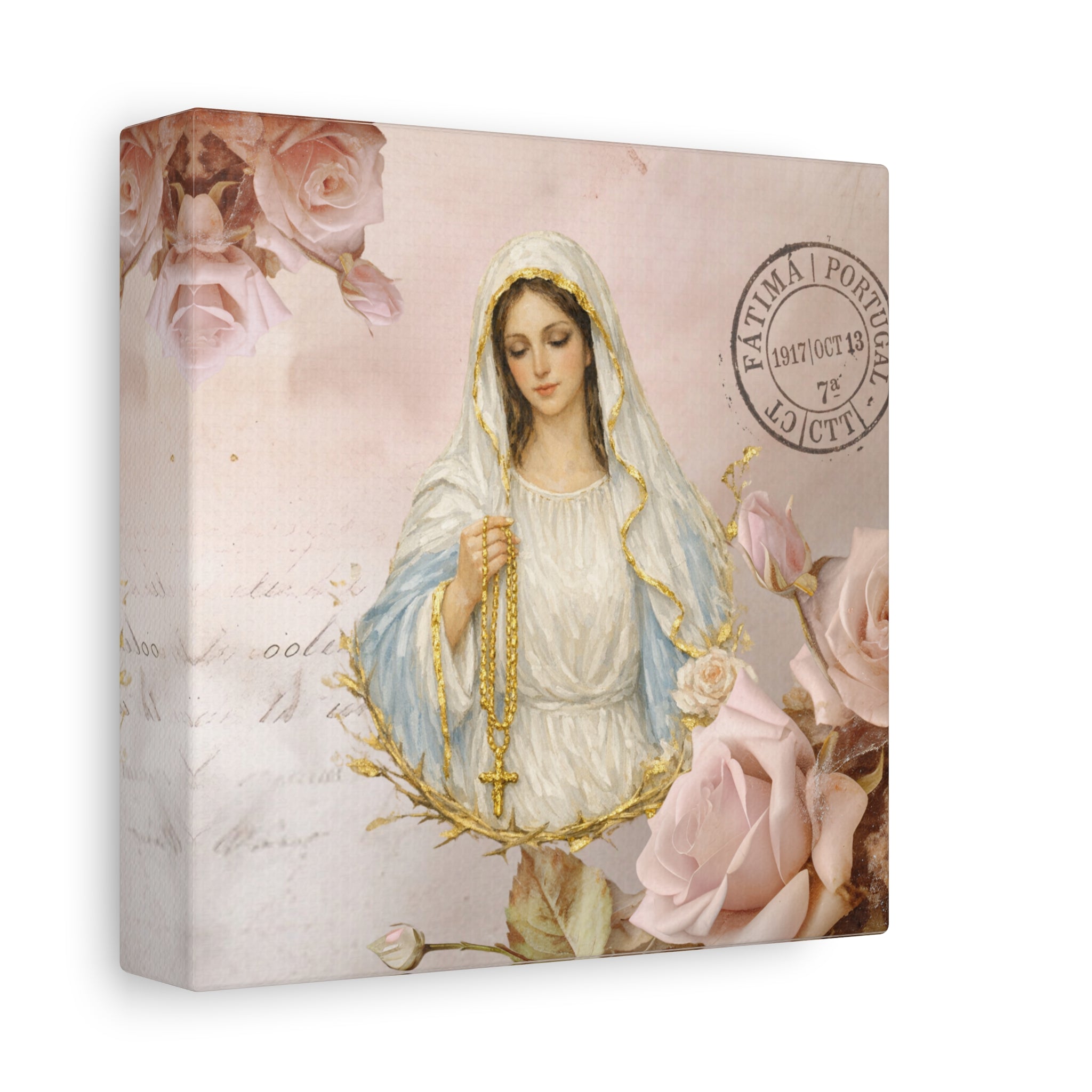 Our Lady of the Rosary Vintage Canvas Wall Hanging Matte Canvas, Stretched 1.25"