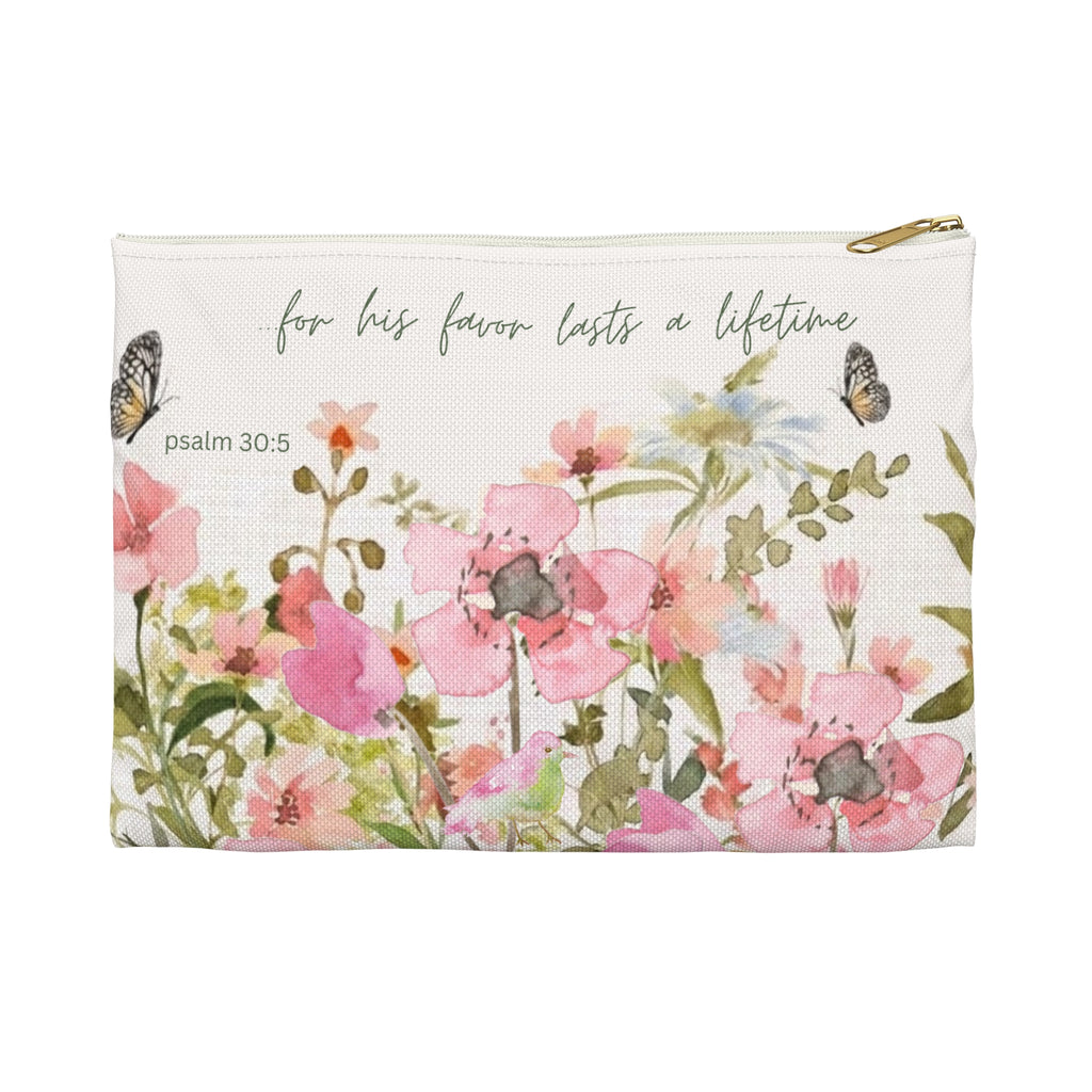 Wildflower Watercolor Accessory Pouch | Scripture Quote | Church Accessory Bag