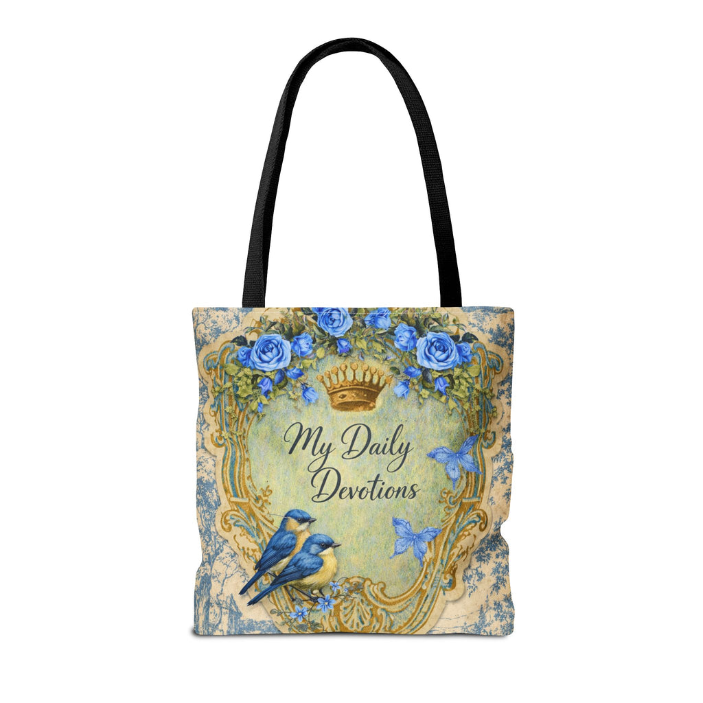 Daily Devotions Tote Bag | Bluebird Toile Bible Study Accessory | Christian Shoulder Bag