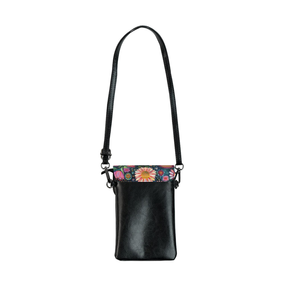 Floral Crossbody Phone Bag: Vegan Leather, Festival Purse