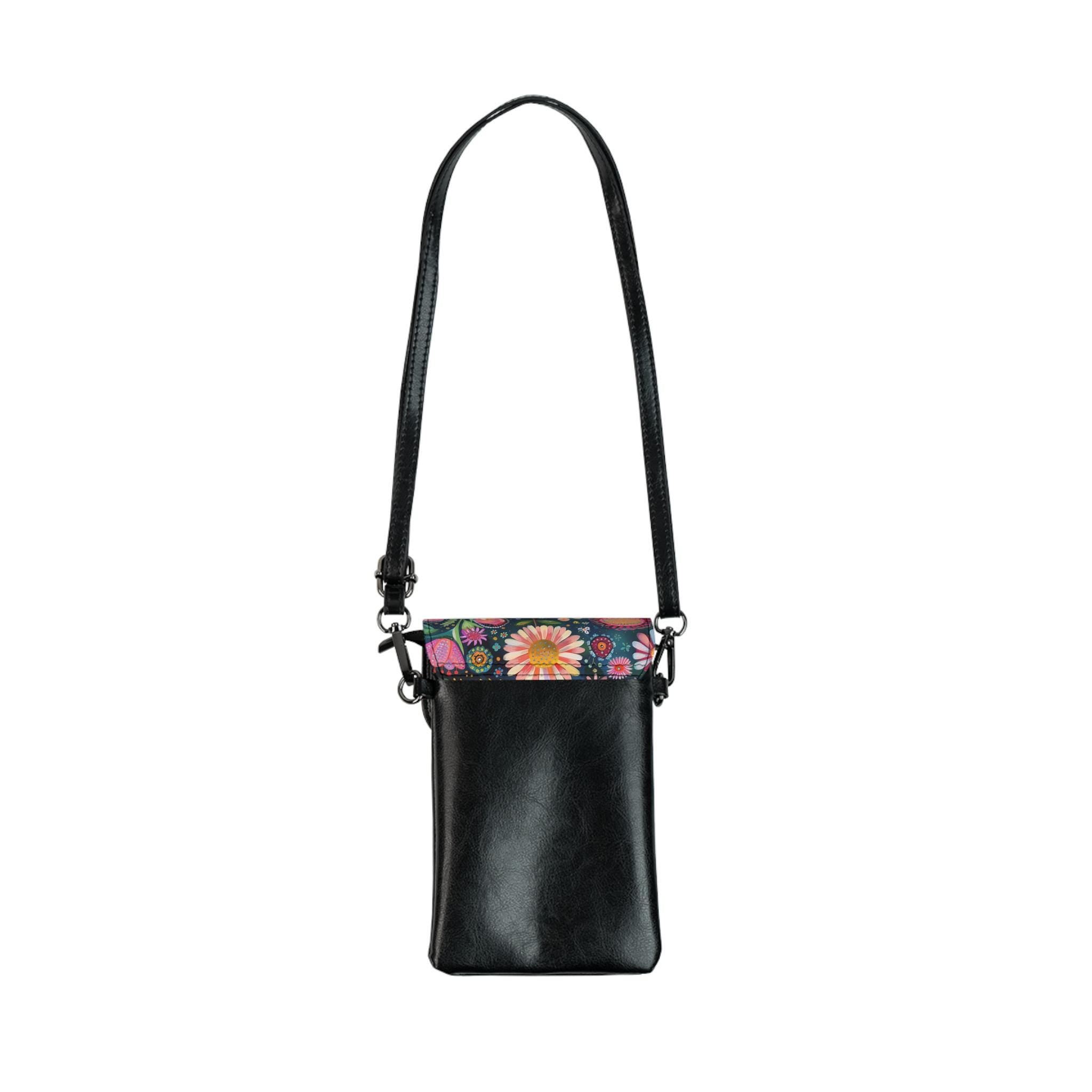 Floral Crossbody Phone Bag: Vegan Leather, Festival Purse
