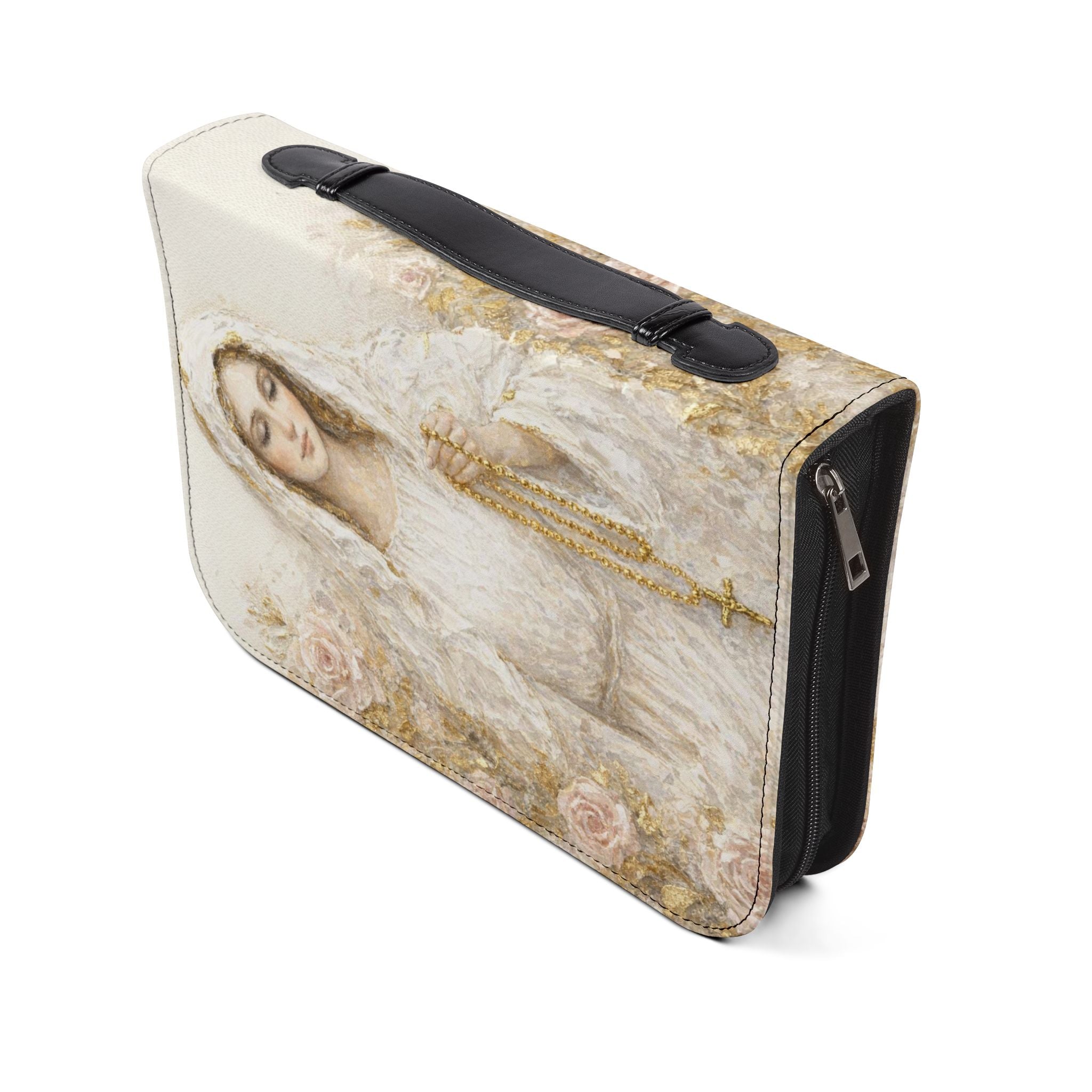 Our Lady of the Rosary Bible Cover | Zippered Scripture Organizer | Bible Carrying Case
