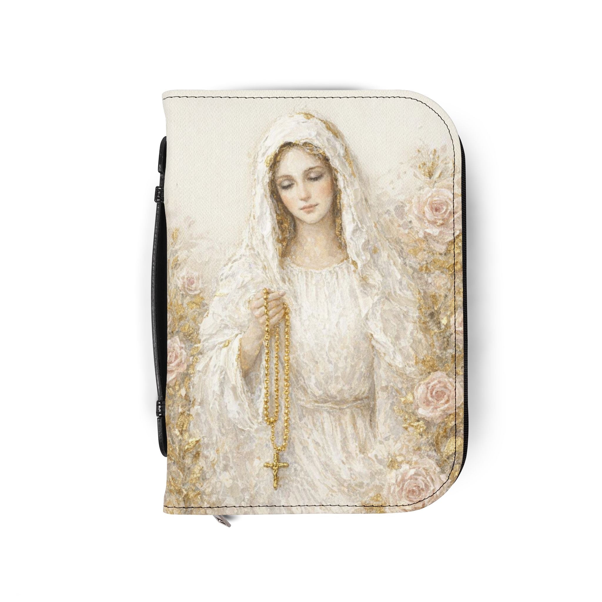 Our Lady of the Rosary Bible Cover | Zippered Scripture Organizer | Bible Carrying Case
