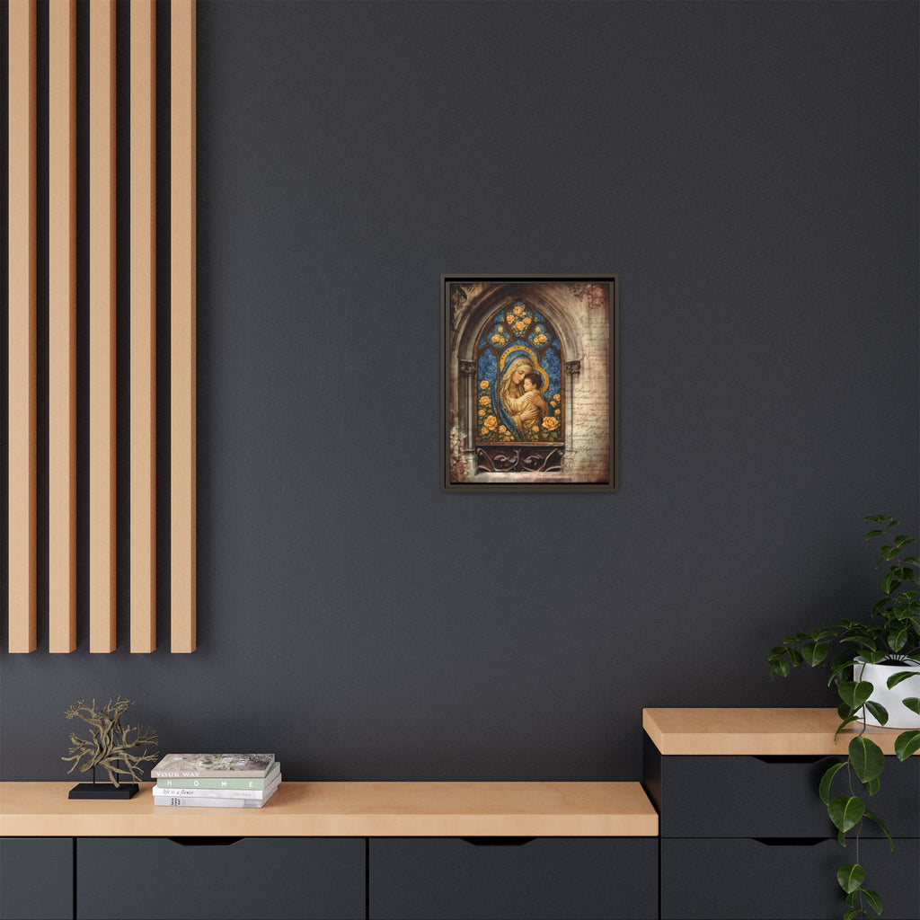 Madonna and Child Stained Glass Print Matte Canvas, Framed