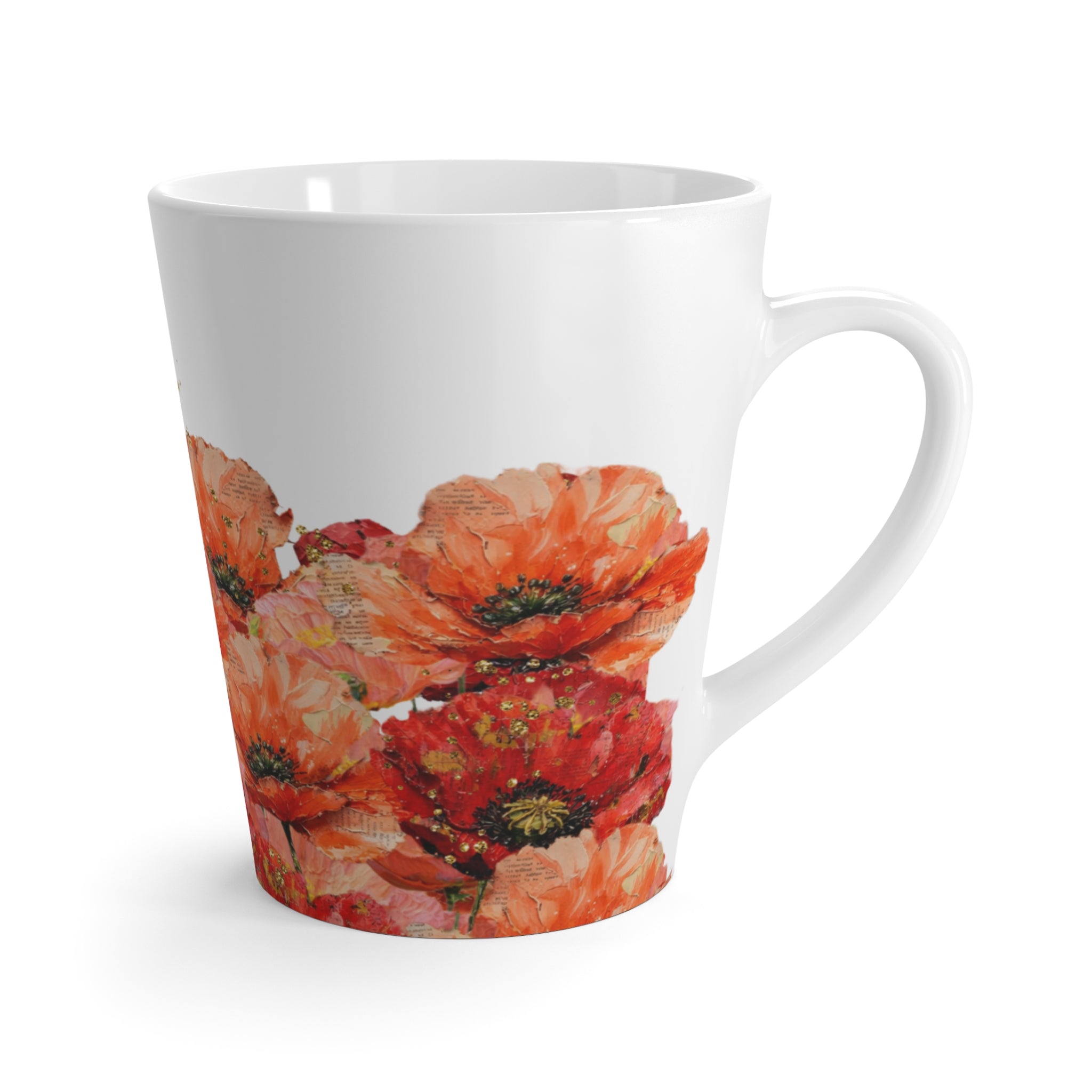 Floral Latte Mug Elegant Poppy Design, Perfect for Coffee Lovers, Birthday Gift for Her, Home Decor, Tea Cup, Coffee Accessories