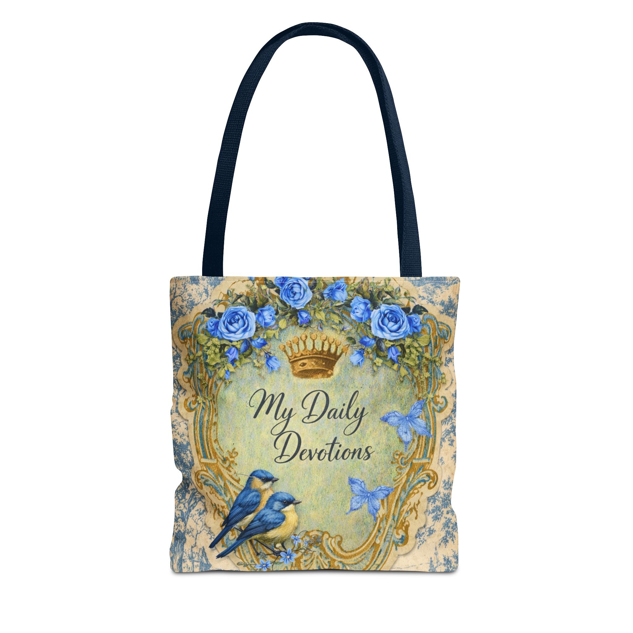 Daily Devotions Tote Bag | Bluebird Toile Bible Study Accessory | Christian Shoulder Bag