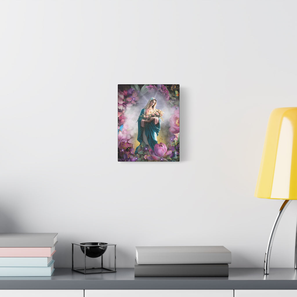 Virgin Mary Floral Portrait Canvas