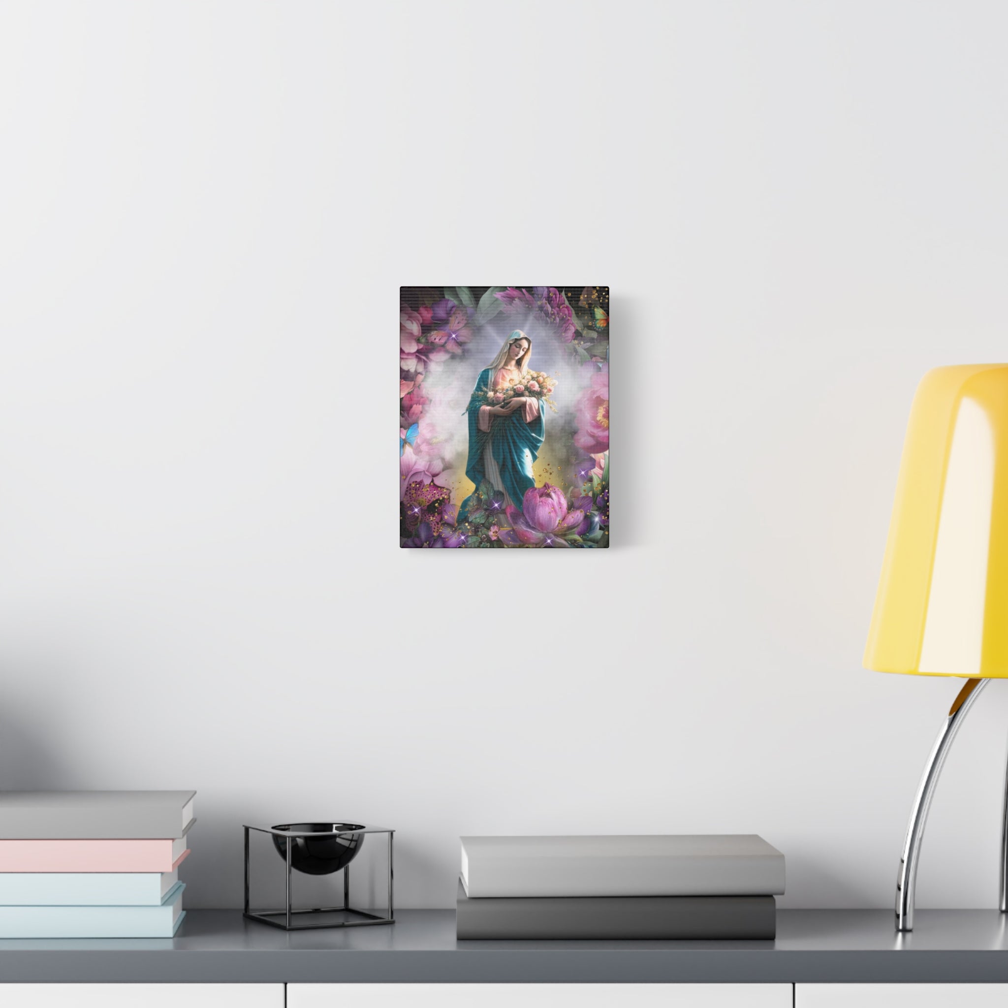 Virgin Mary Floral Portrait Canvas