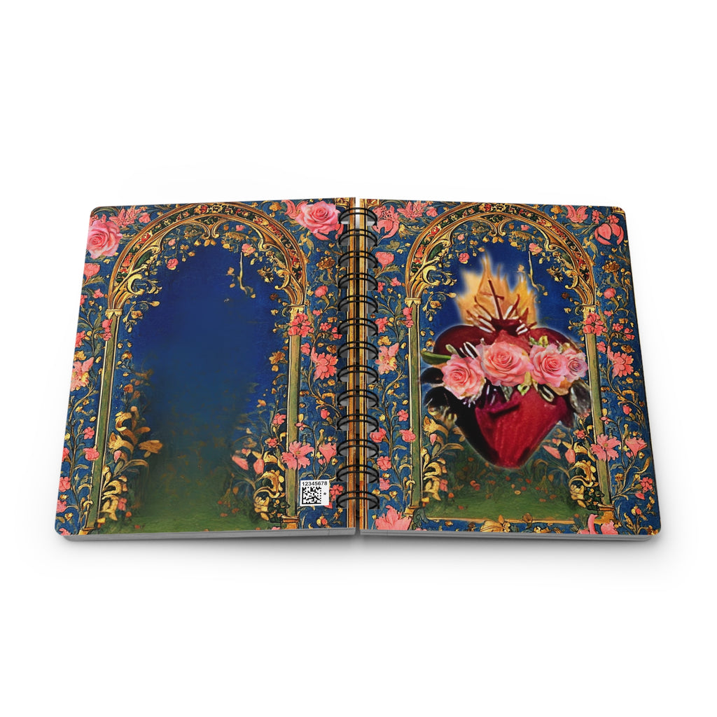 Sacred Heart with Roses Spiral Bound Journal | Floral Gothic Notebook Seven Sorrows