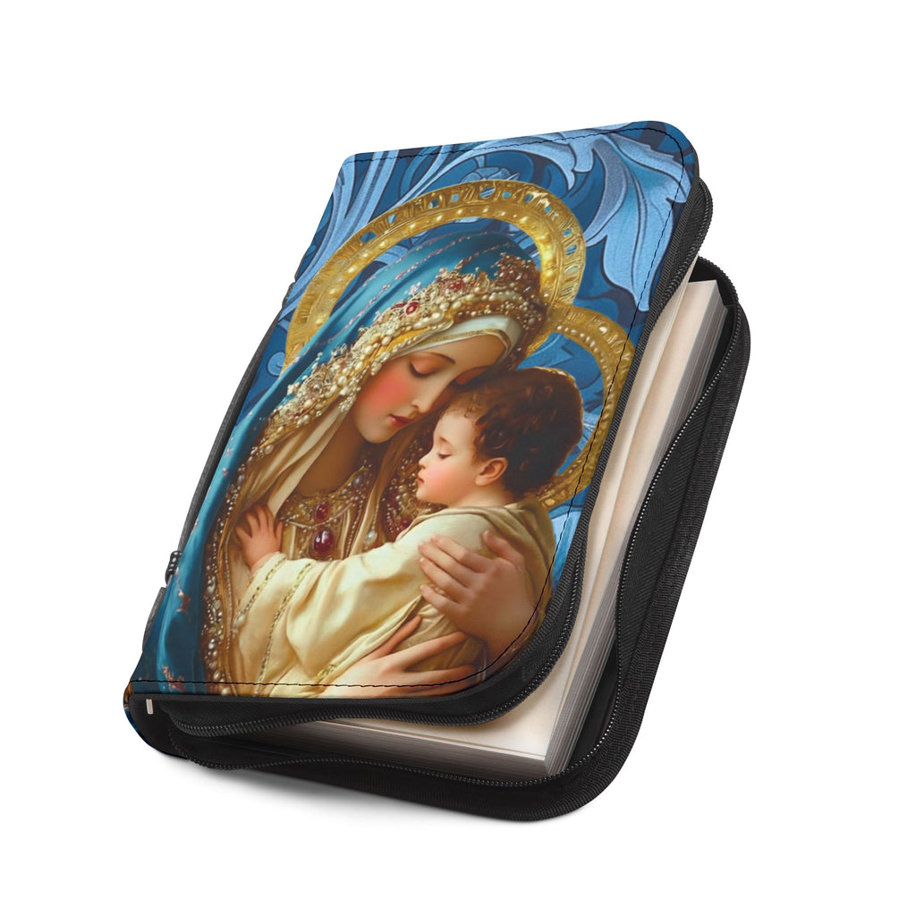 Floral Crucifix Bible Cover Vegan Leather Bible Cover with Handle & Zipper | Christian Bible Study