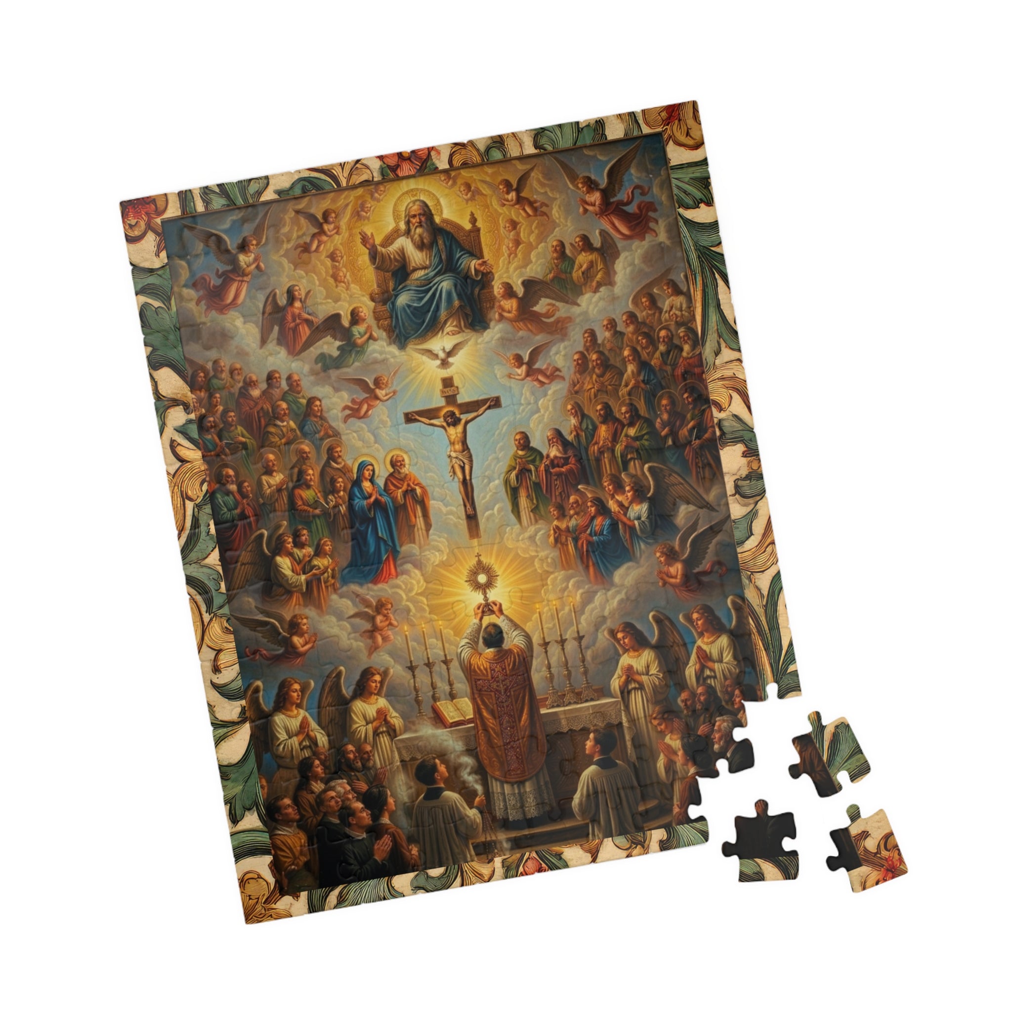 Catholic Mass Eucharist Crucifixion Artwork Puzzle 520 Piece | Religious Jigsaw