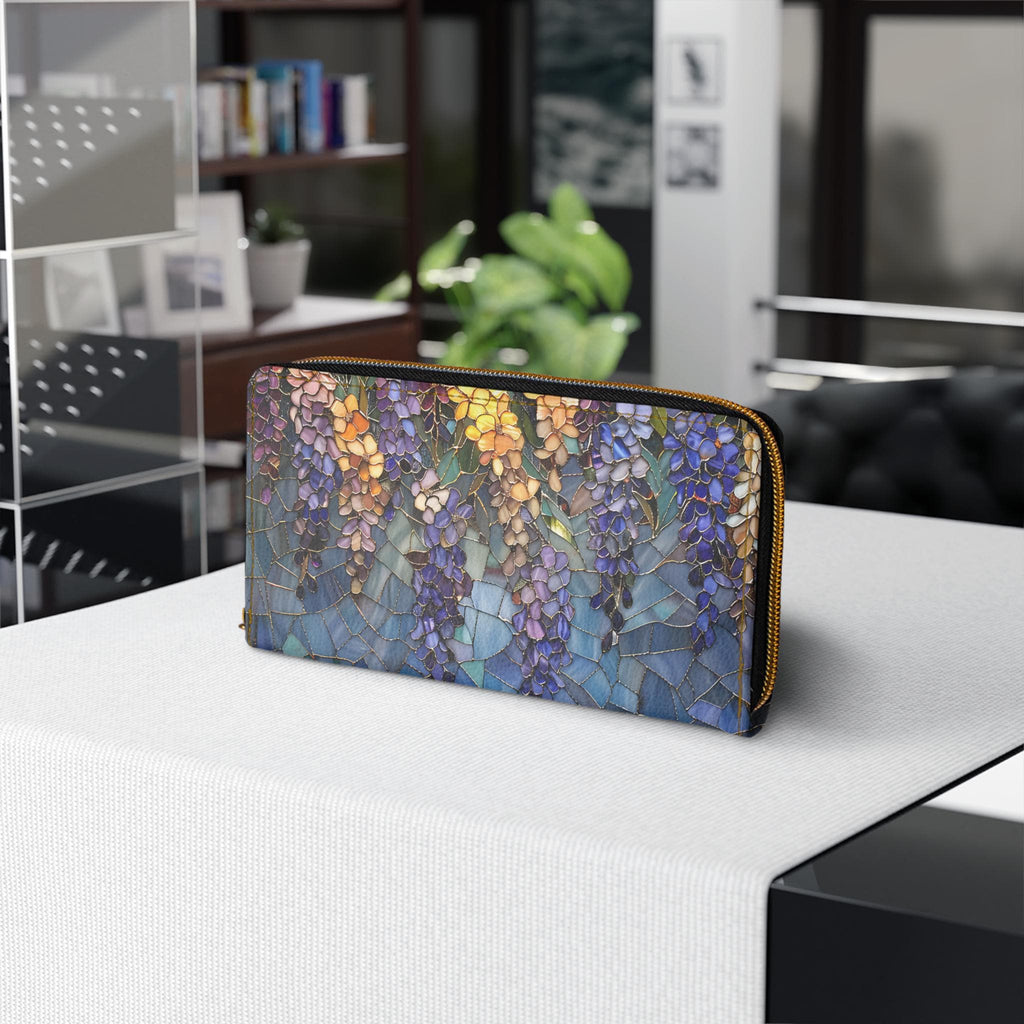 Wisteria Wallet | Floral Clutch • Botanical Zipper • Vegan Leather Coin Purse • Trendy Garden Lover Gift