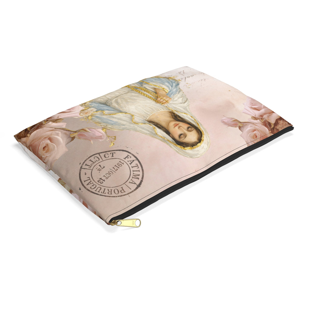 Our Lady of Fatima Accessory Pouch | Rosary Vintage Floral Print