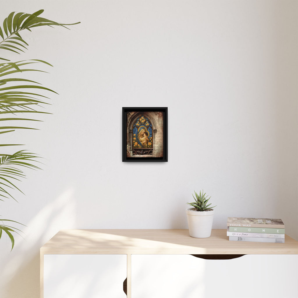 Madonna and Child Stained Glass Print Matte Canvas, Framed