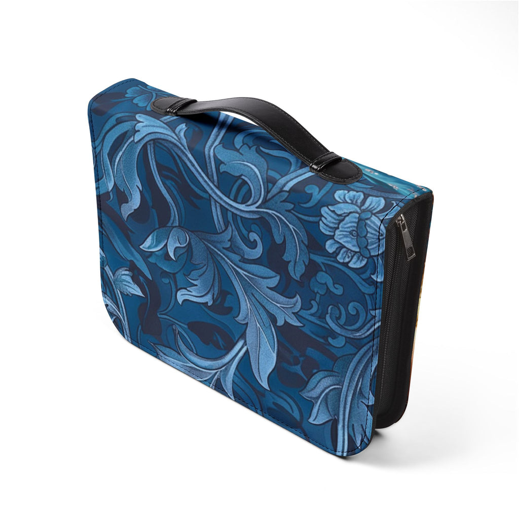 Floral Crucifix Bible Cover Vegan Leather Bible Cover with Handle & Zipper | Christian Bible Study