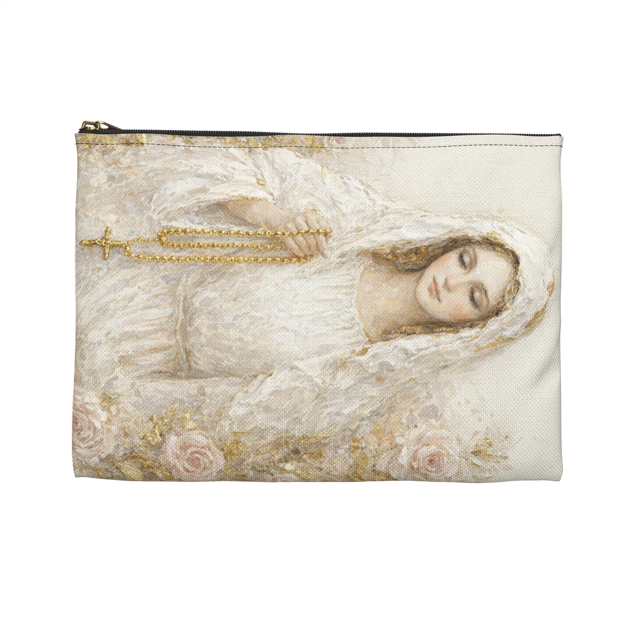 Our Lady Virgin Mary Accessory Pouch | Catholic Rosary Case, Vintage Christian Gift, Cosmetic Bag, Baptism Confirmation Present