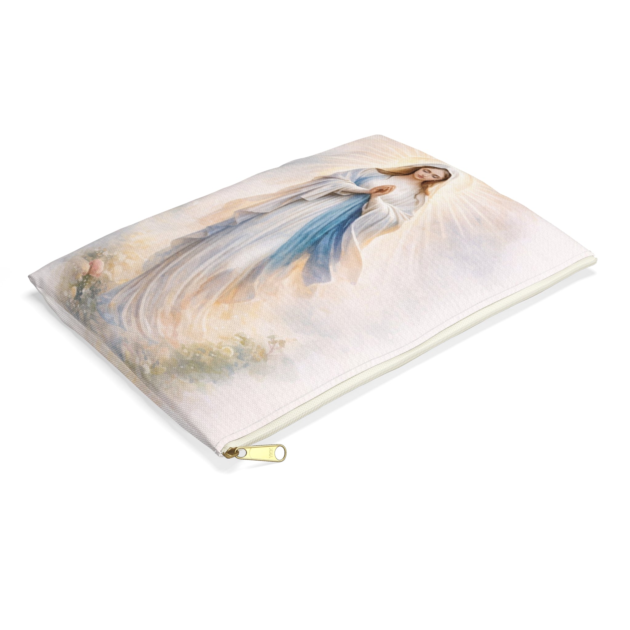 Virgin Mary Illustration Accessory Pouch | Religious Rosary Makeup Bag