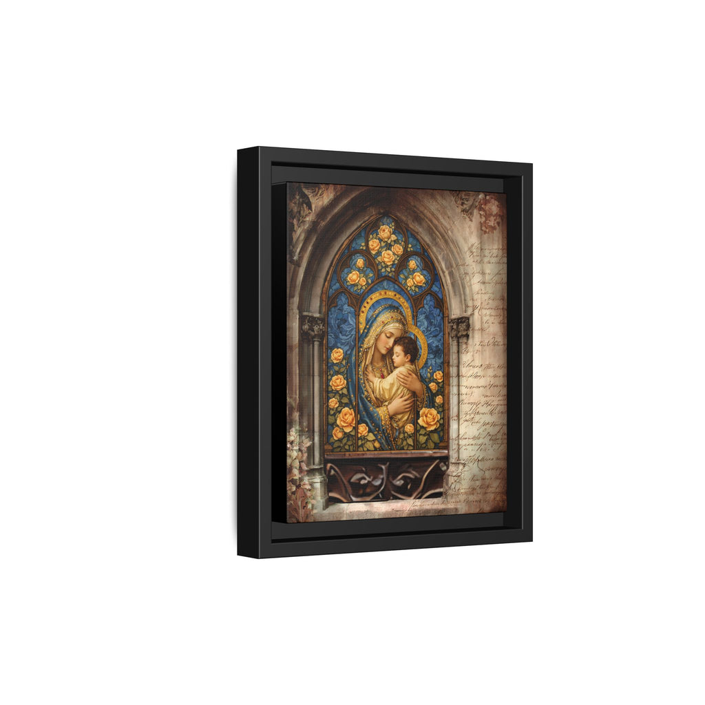 Madonna and Child Stained Glass Print Matte Canvas, Framed