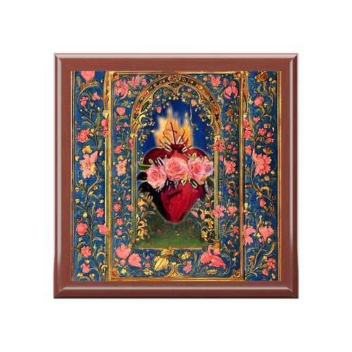 Catholic Keepsake Jewelry Box Immaculate Heart of Mary Storage Chest