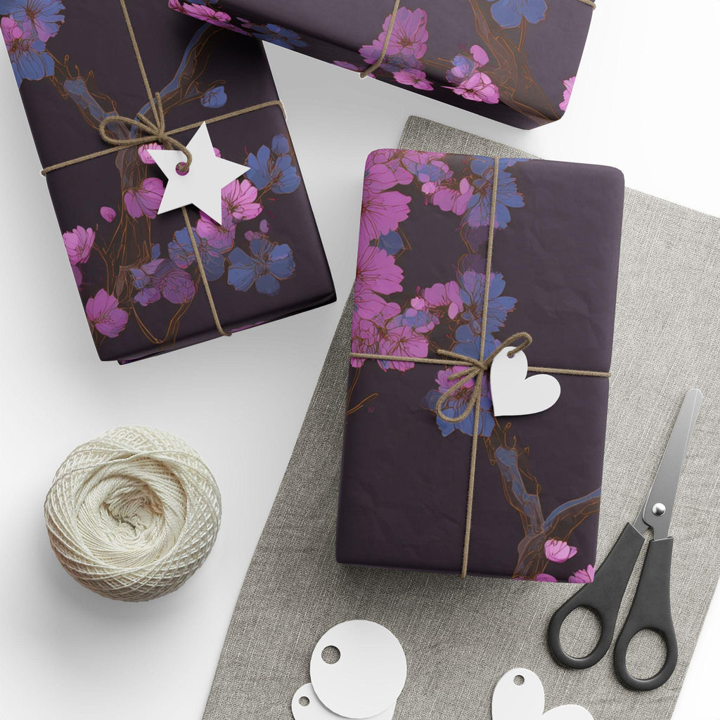 Pink Cherry Blossom Pattern Wrapping Paper | Sakura Trees Floral Gift Wrap