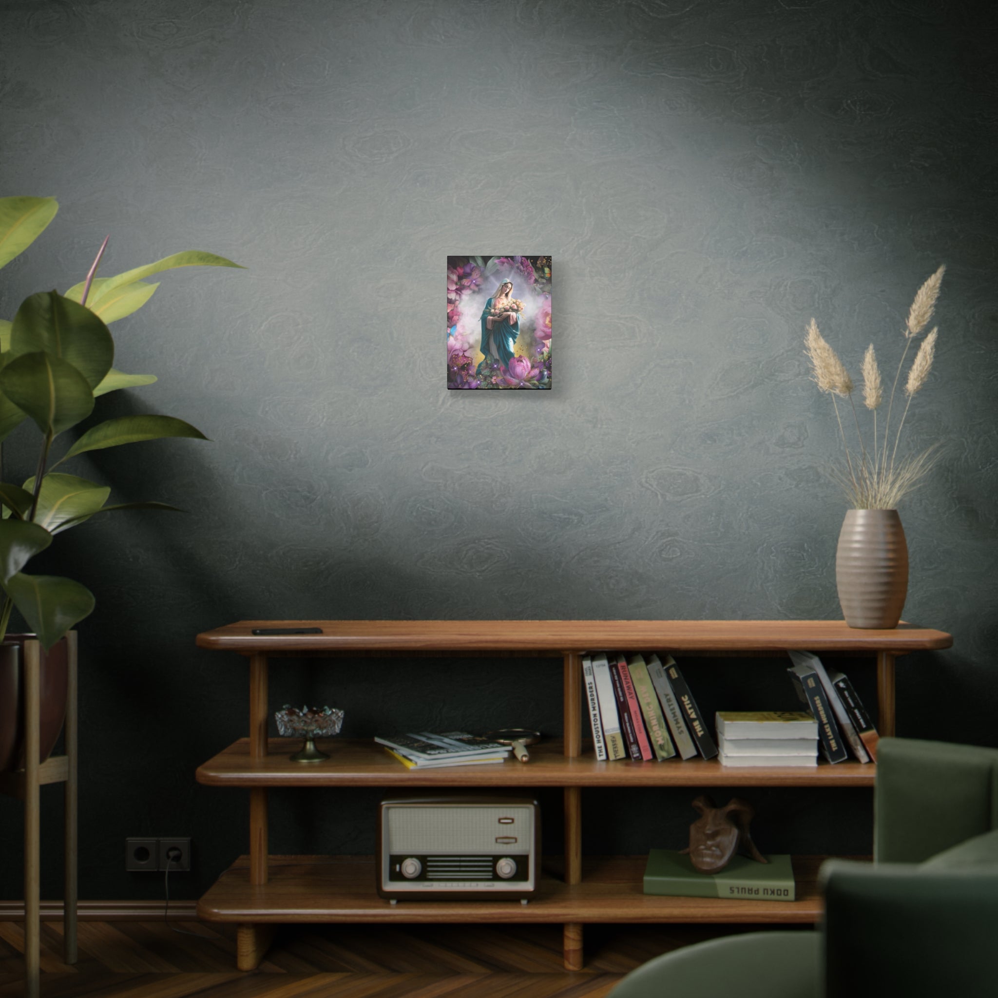 Virgin Mary Floral Portrait Canvas