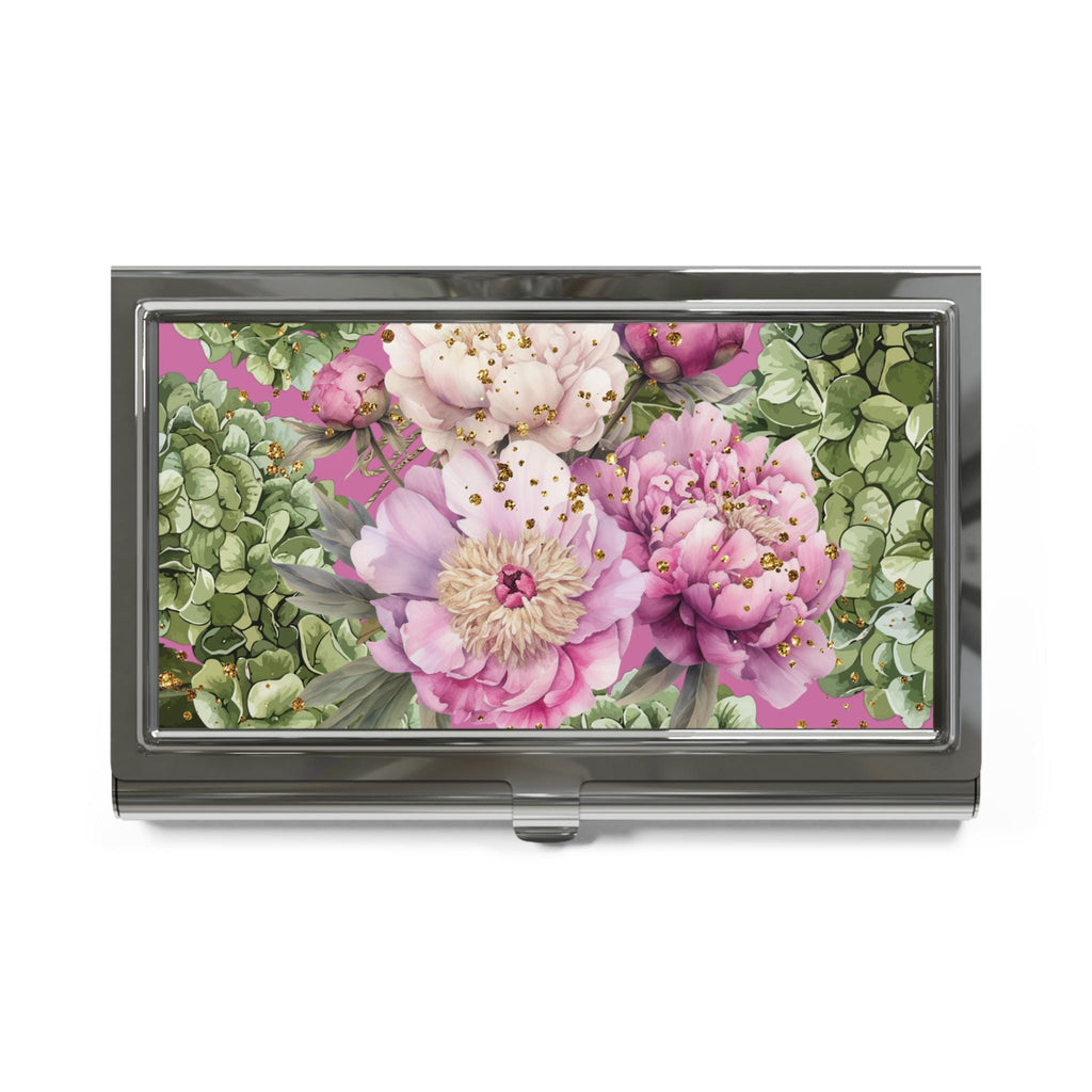 Hydrangea Peony Floral Business Card Holder | Victorian Calling Card Case