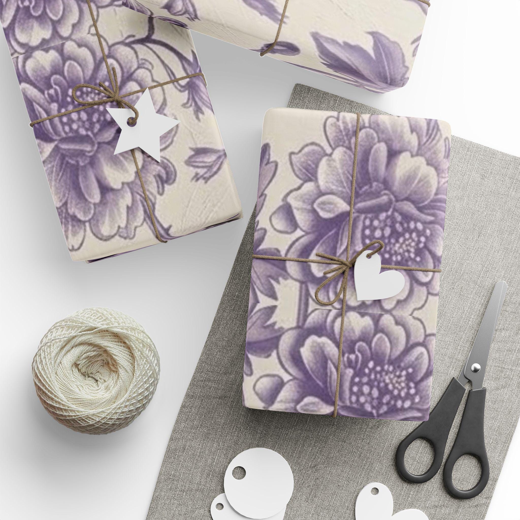 Lavender Toile Botanical Floral Wrapping Paper | Gift Wrap