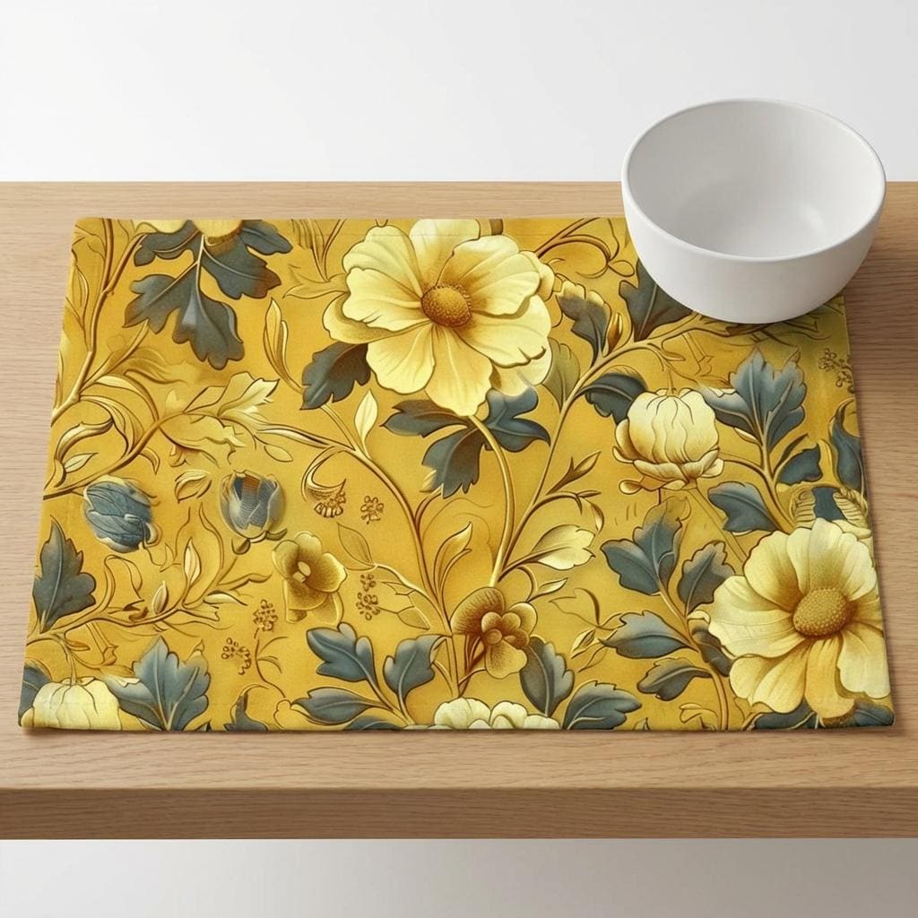 William Morris Golden Botanical Pattern Dish Mat | Microfiber Kitchen Mat