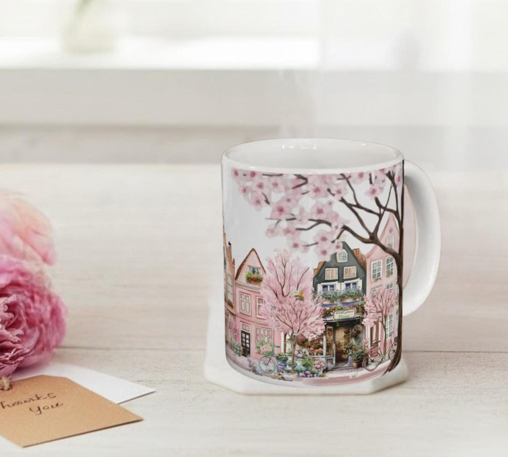 Painted Ladies Rowhouse Floral Coffee Cup Mug | Spring Tea & Coffee Lover