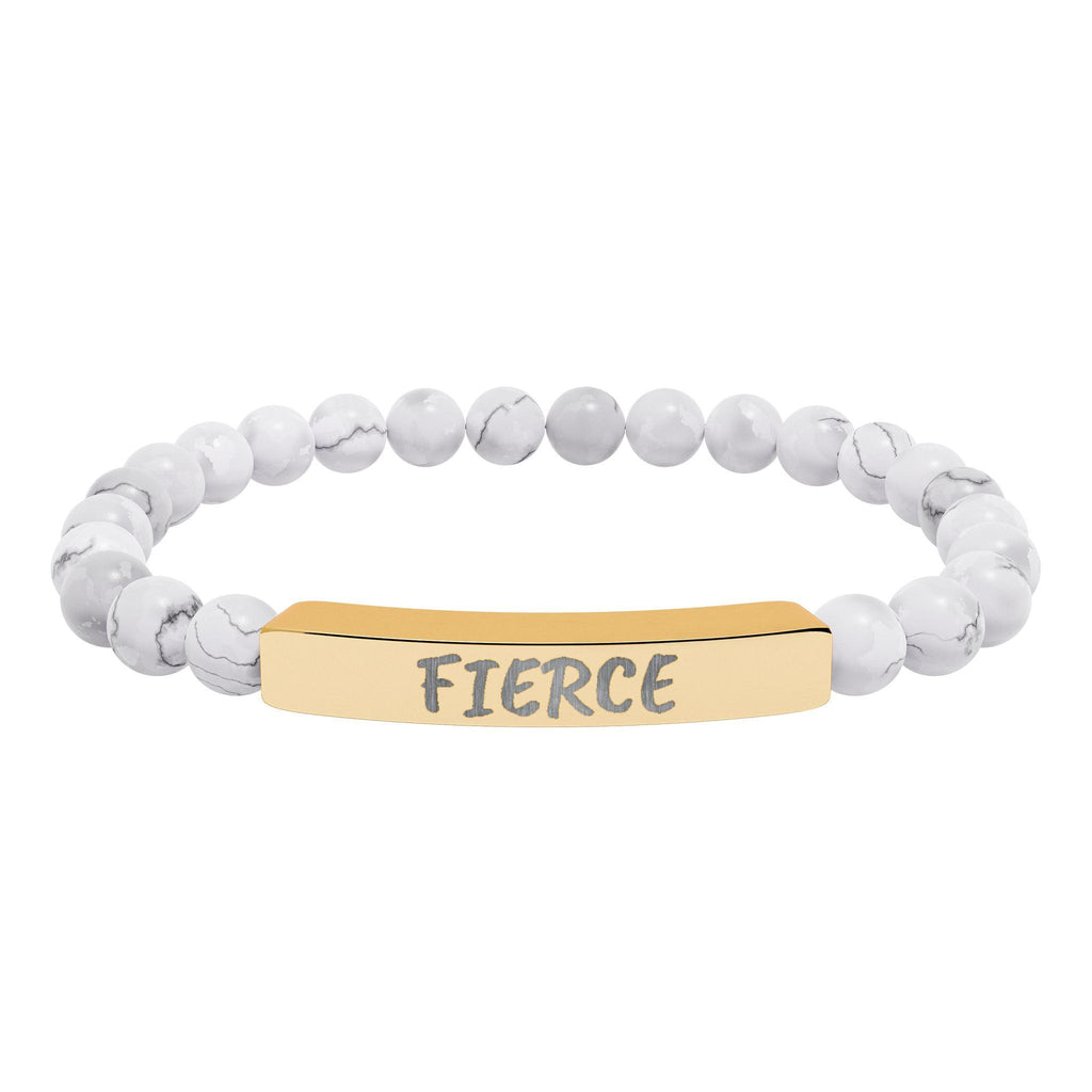 FIERCE Natural Stone Stretch Bar Bracelet | Engraved Christian Bracelet