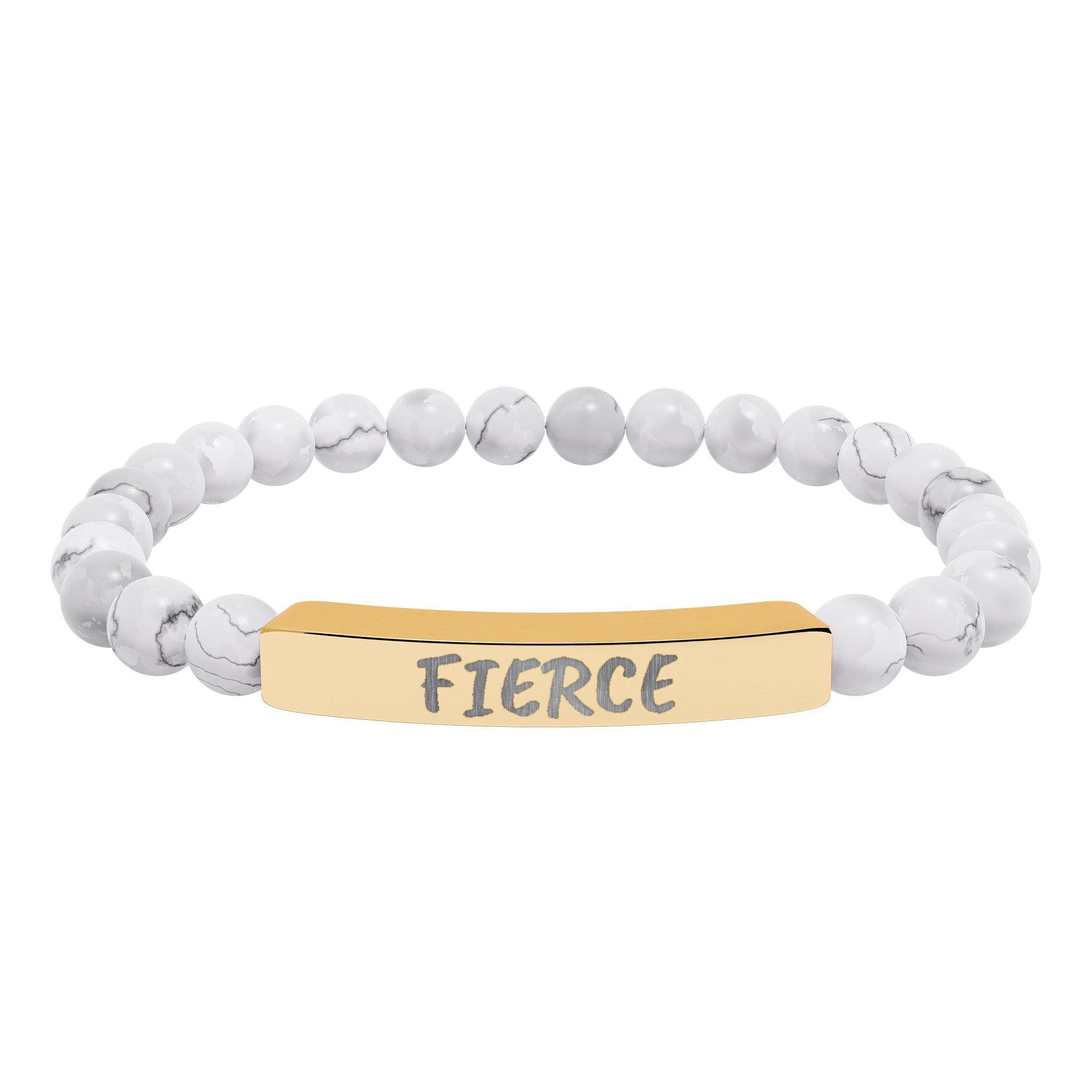 FIERCE Natural Stone Stretch Bar Bracelet | Engraved Christian Bracelet