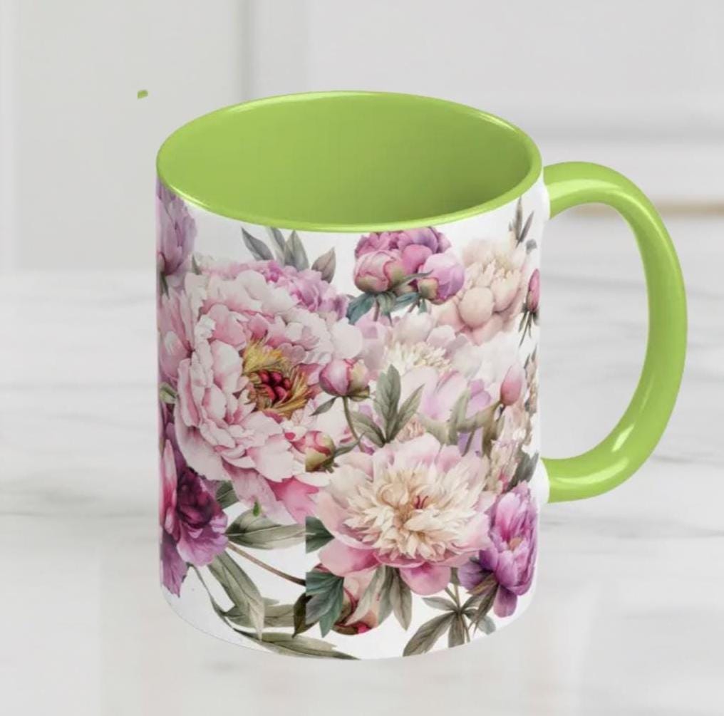Peony Bouquet Mug | Accent Coffee Mug 11oz 15oz