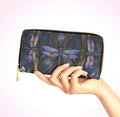 Dragonfly Art Zipper Wallet | Floral, Vintage-Inspired Illustration