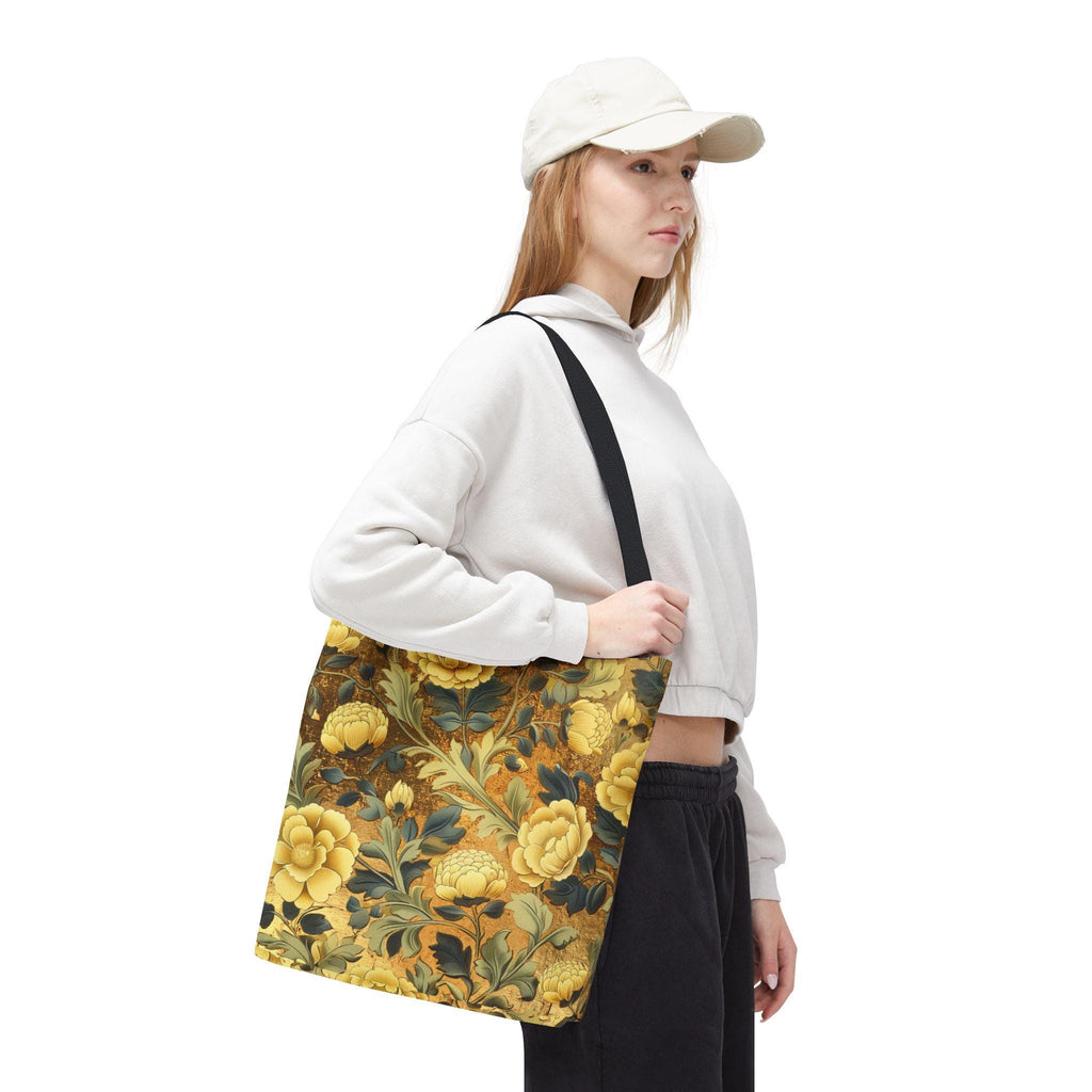 Willaim Morris Tote Bag | Golden Botanical Bible Study Accessory | Christian Shoulder Bag
